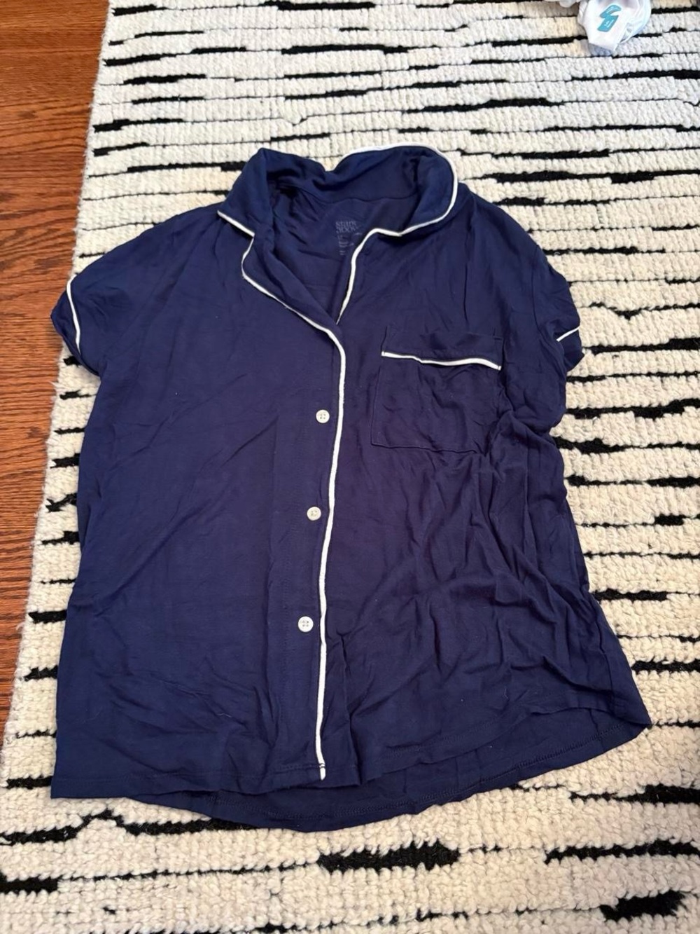 Navy short sleeve pajama set with shorts